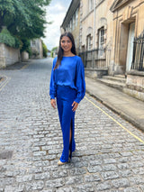Gabrielle Satin Top - Royal Blue