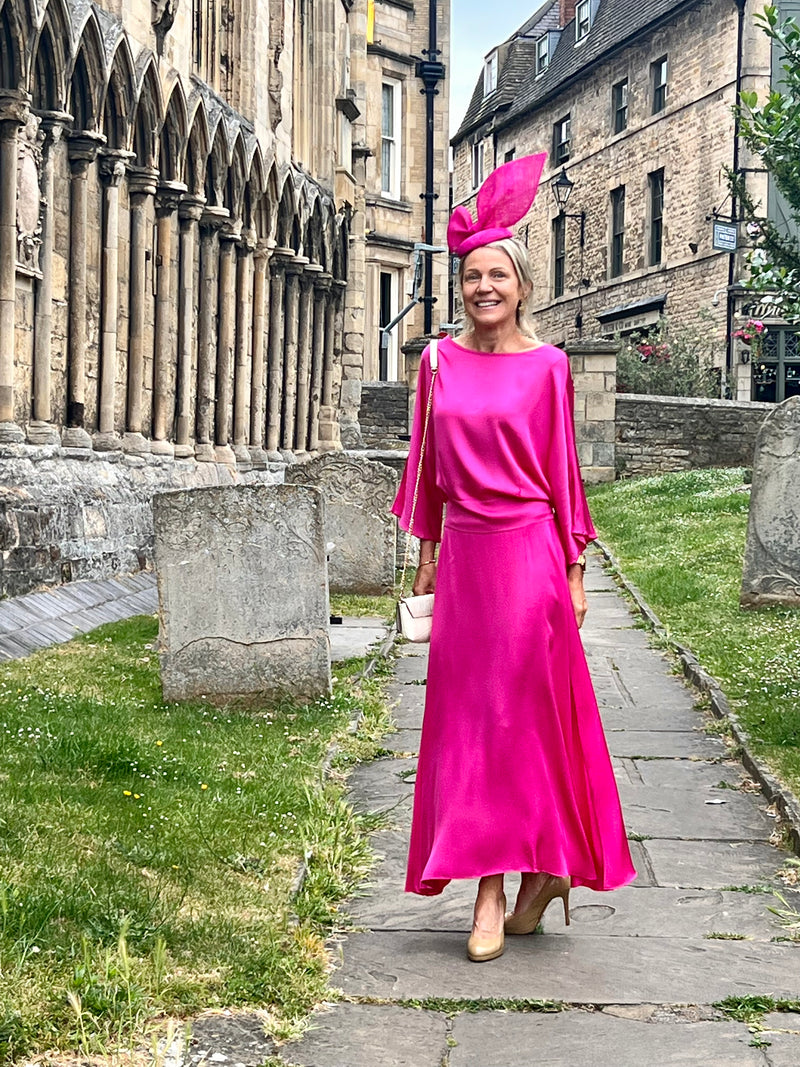 Wisteria Satin Maxi Skirt - Fuchsia
