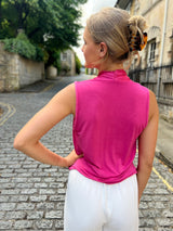 Graysen Satin Sleevless Top - Fuchsia