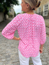 Pippa Top - Pink Circle Geo