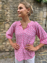 Pippa Top - Pink Circle Geo