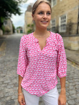 Pippa Top - Pink Circle Geo