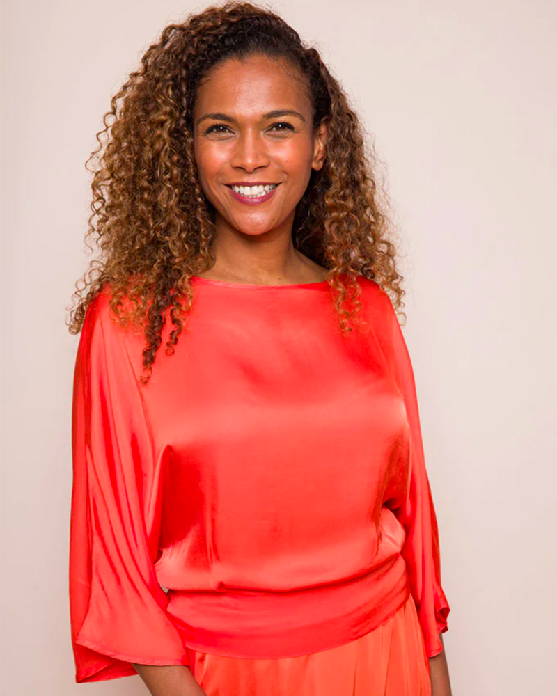 Wallis Satin Batwing Top - Orange