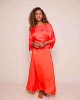 Wisteria Satin Maxi Skirt - Orange