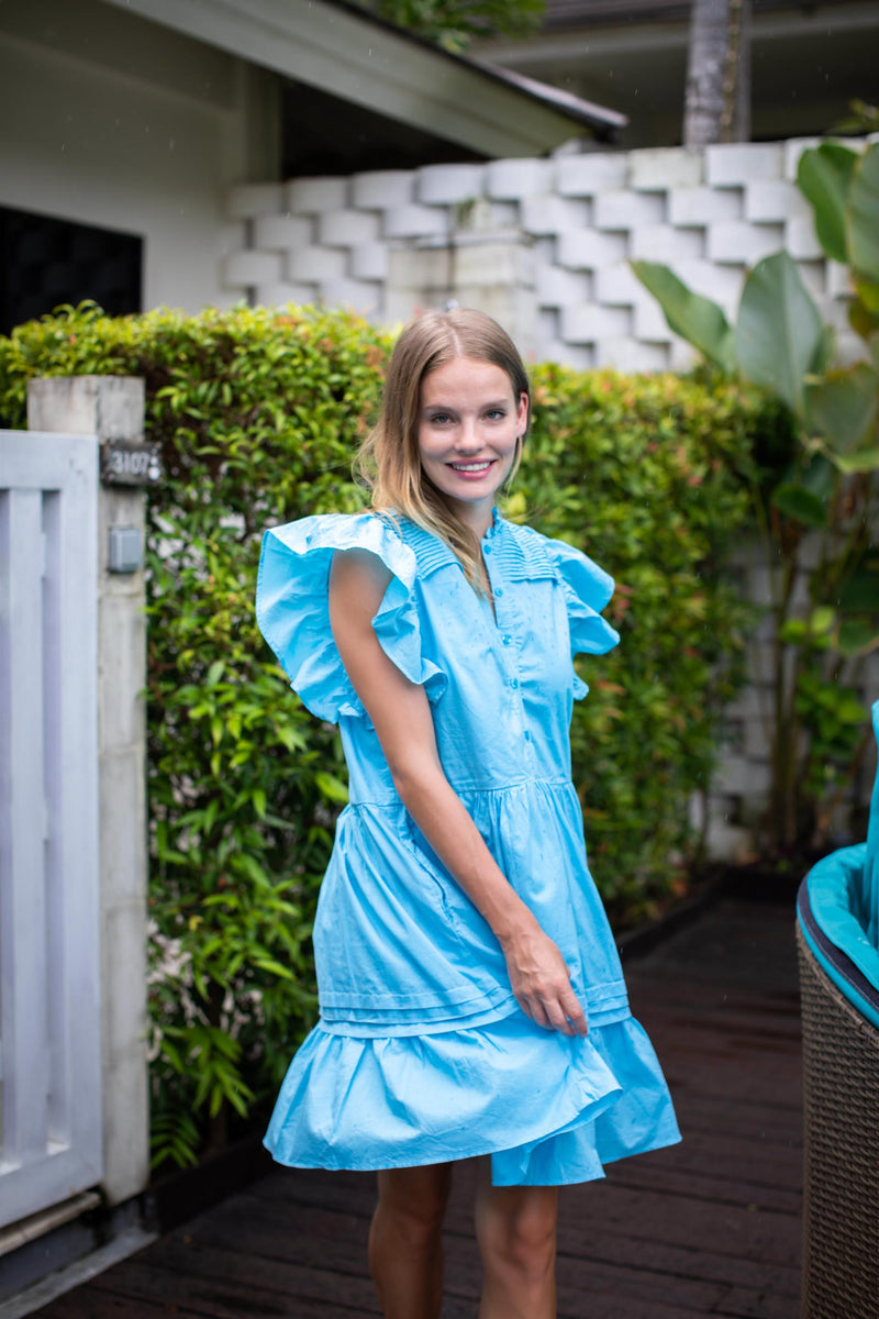 Verona Dress - Alaskan Blue Cotton