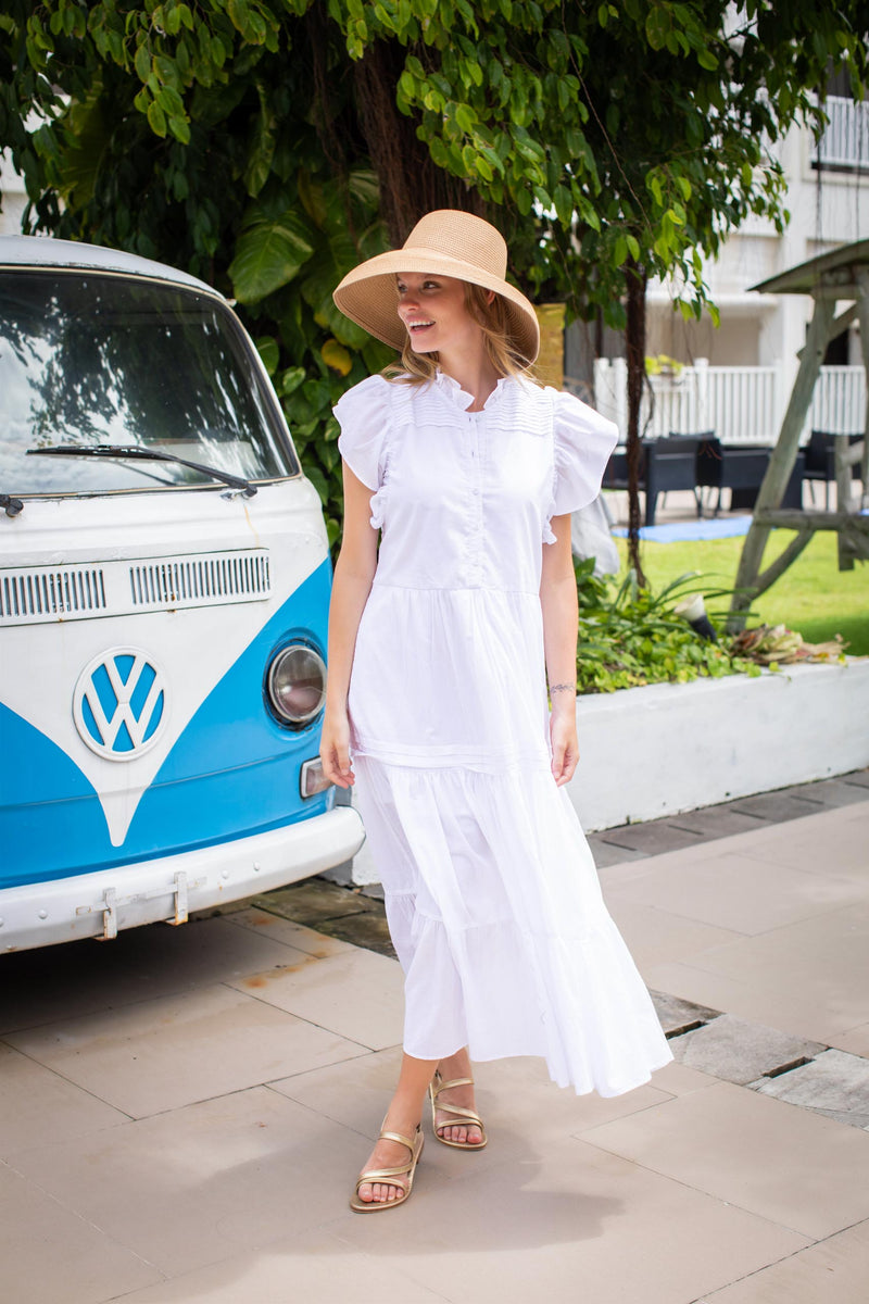 Verona Long Dress - White Cotton