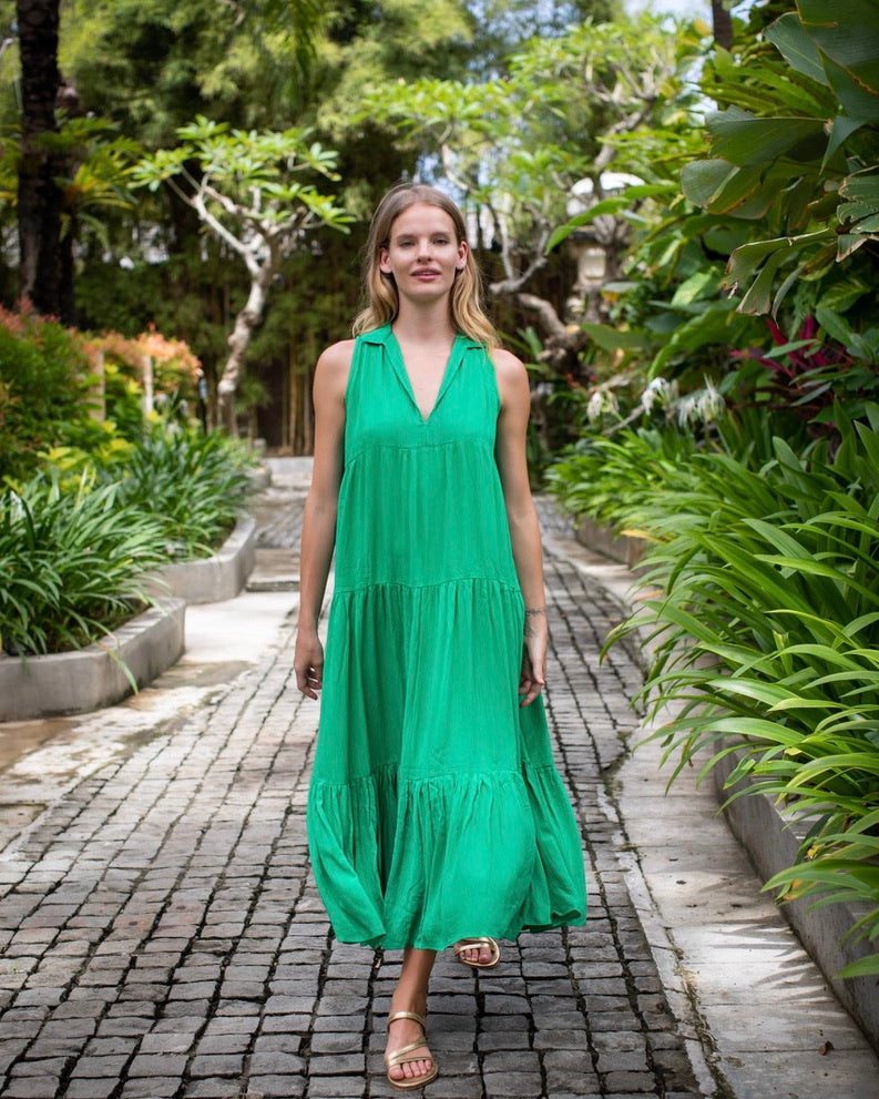 Cosima Dress - Green Crinkle