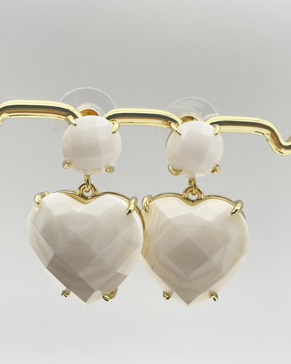 Chantilly - White Heart Earrings