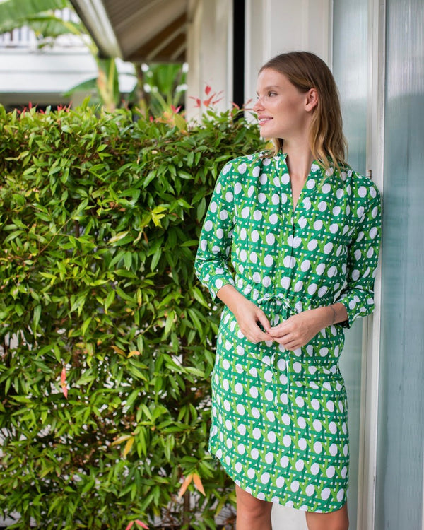 Eva Dress - Green Basketweave