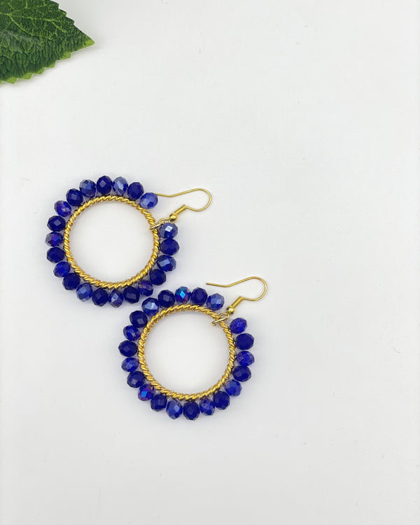 Bali Crystal Hoop Earrings - Cobalt