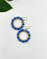 Bali Crystal Hoop Earrings - Sky Blue
