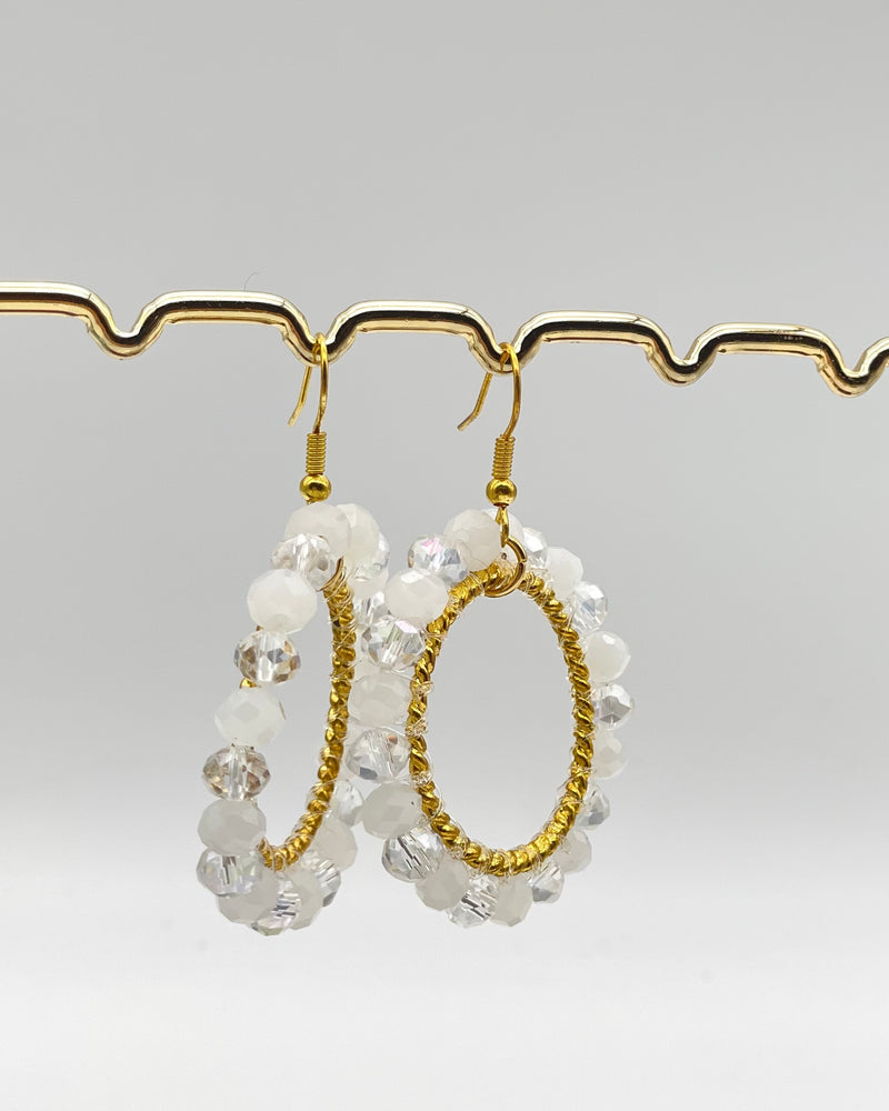 Bali Crystal Hoop Earrings - White