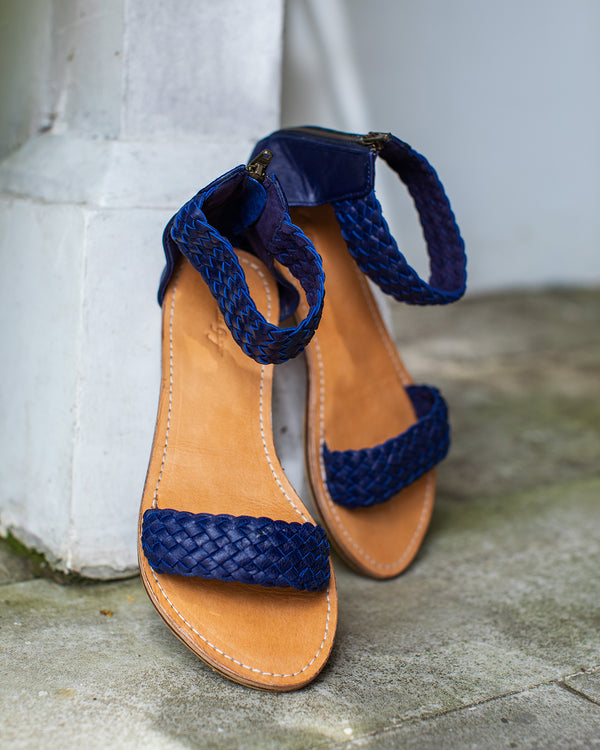 Bahama Sandal - Navy Block Heel