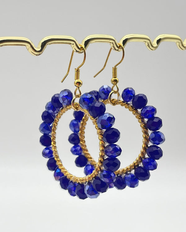 Bali Crystal Hoop Earrings - Cobalt