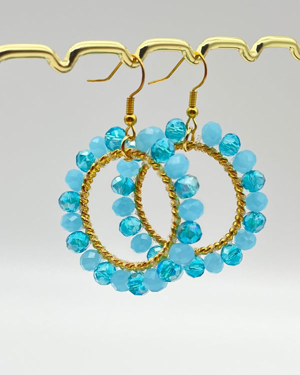 Bali Crystal Hoop Earrings - Pale Blue