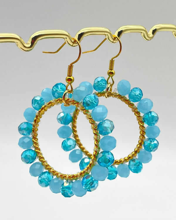 Bali Crystal Hoop Earrings - Pale Blue