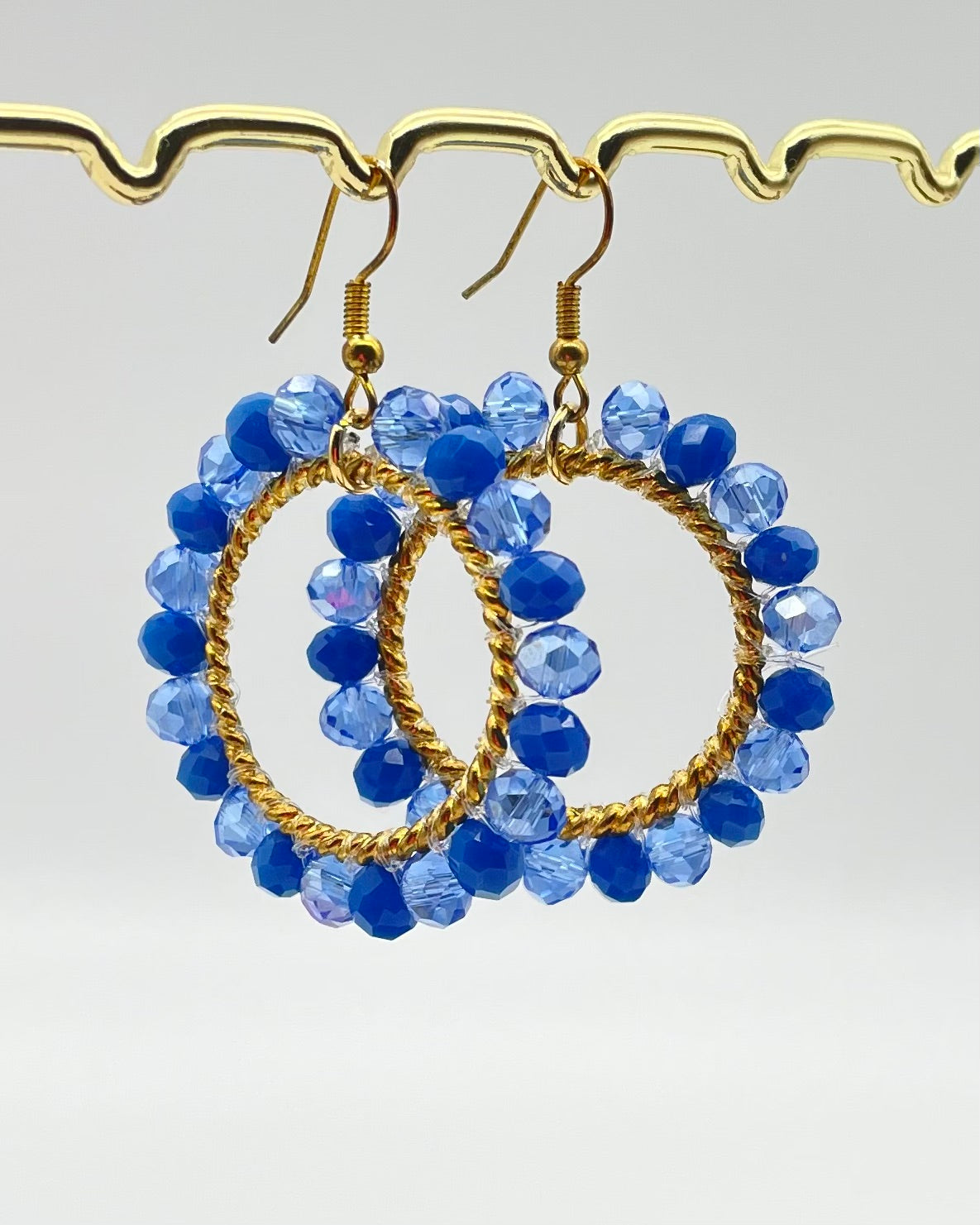 Bali Crystal Hoop Earrings - Sky Blue