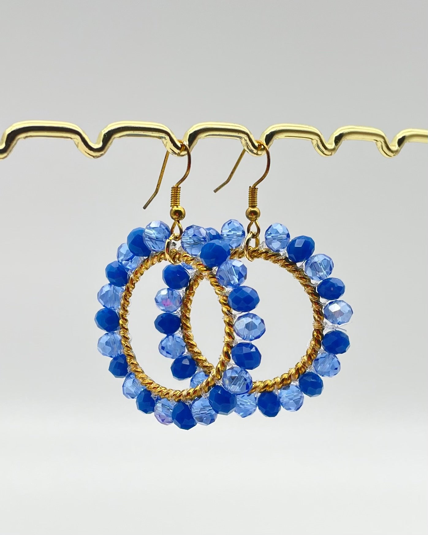 Bali Crystal Hoop Earrings - Sky Blue
