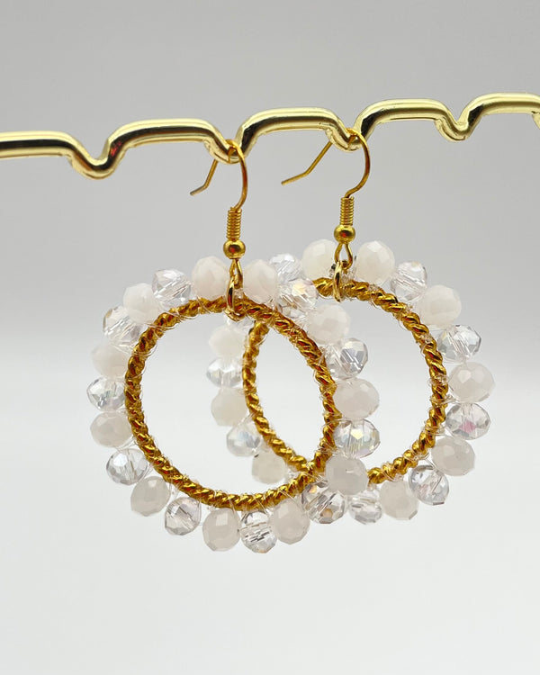 Bali Crystal Hoop Earrings - White