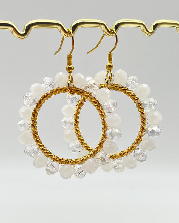 Bali Crystal Hoop Earrings - White