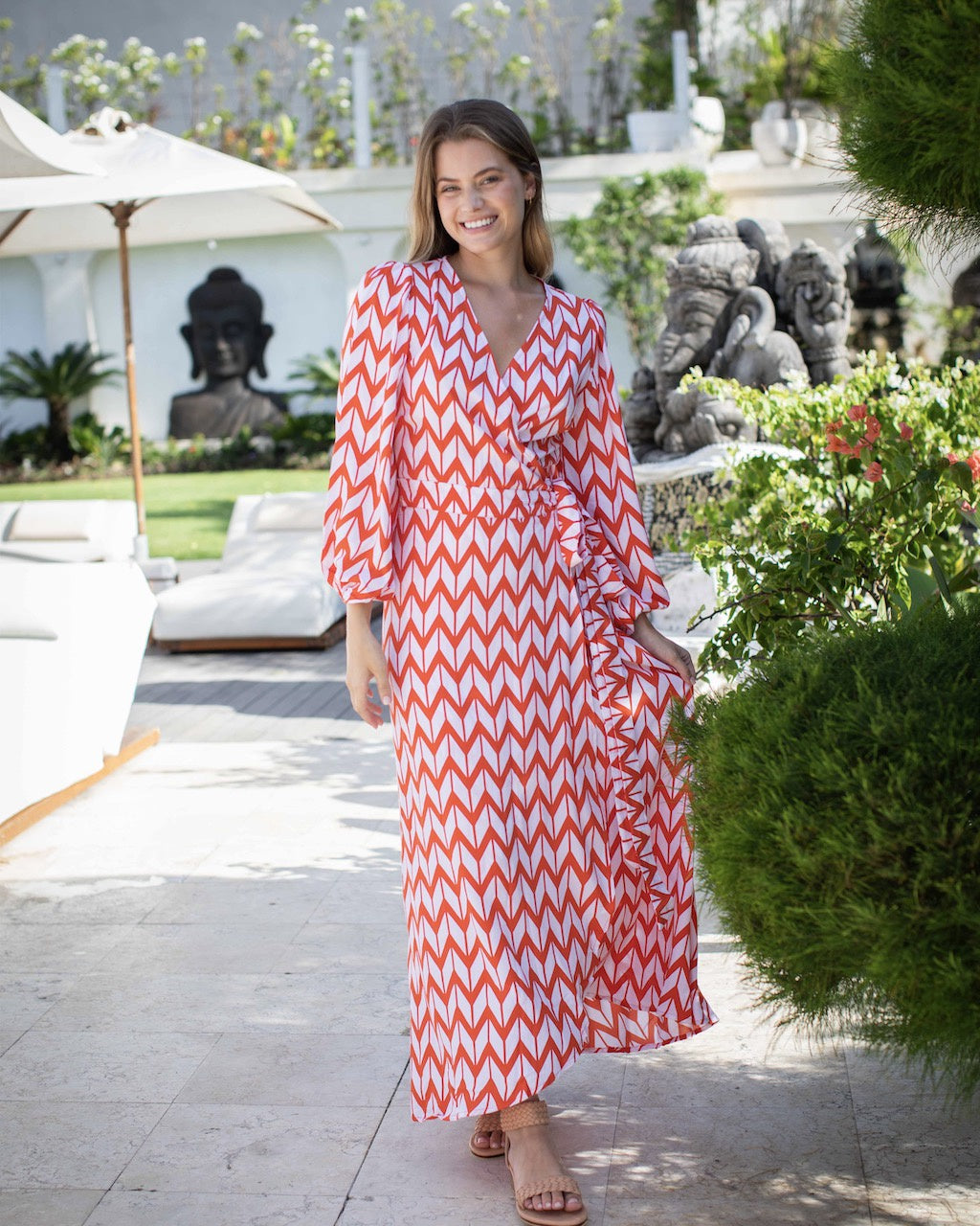 Beatrice Dress - Chevron Orange