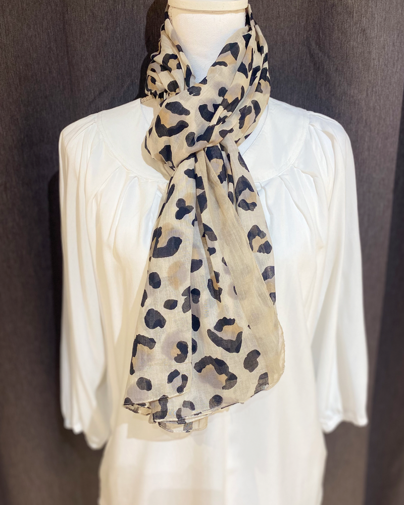 Beige Black Leopard Scarf