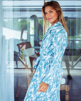 Cassie Long Robe - Aqua Leaf