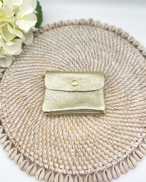 Silver Metallic Leather Coin Purse