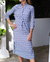 Eva Long Dress - Cotton Navy Paisley