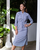 Eva Long Dress - Cotton Navy Paisley