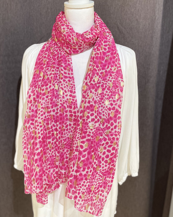 Fuchsia/Gold Spots Scarf