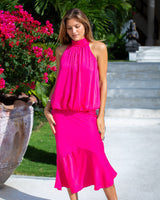 Athena Skirt - Plain Fuschia Bamboo Satin
