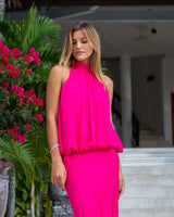 Gemma Top - Plain Fuschia Bamboo Satin