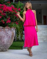 Athena Skirt - Plain Fuschia Bamboo Satin