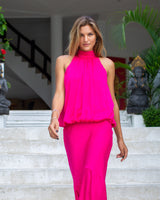 Gemma Top - Plain Fuschia Bamboo Satin