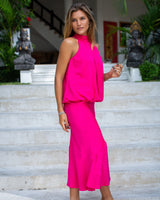Athena Skirt - Plain Fuschia Bamboo Satin