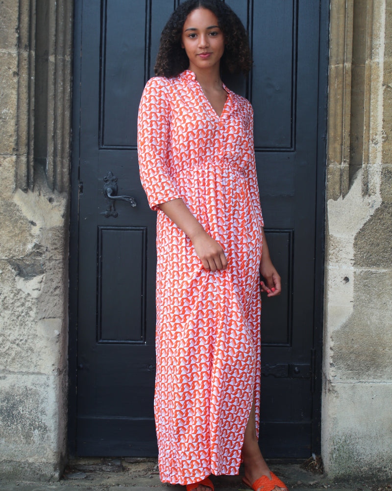 Harlow Dress - Orange Circle Geo
