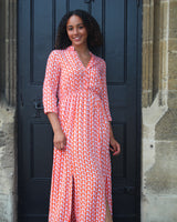 Harlow Dress - Orange Circle Geo