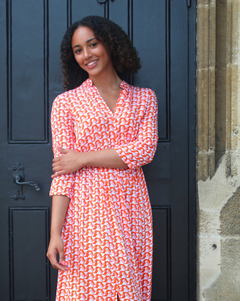 Harlow Dress - Orange Circle Geo