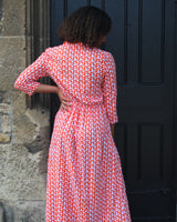 Harlow Dress - Orange Circle Geo