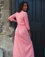 Harlow Dress - Orange Circle Geo