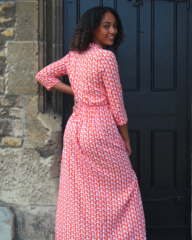 Harlow Dress - Orange Circle Geo