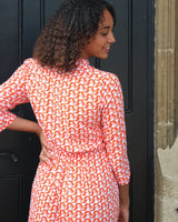 Harlow Dress - Orange Circle Geo