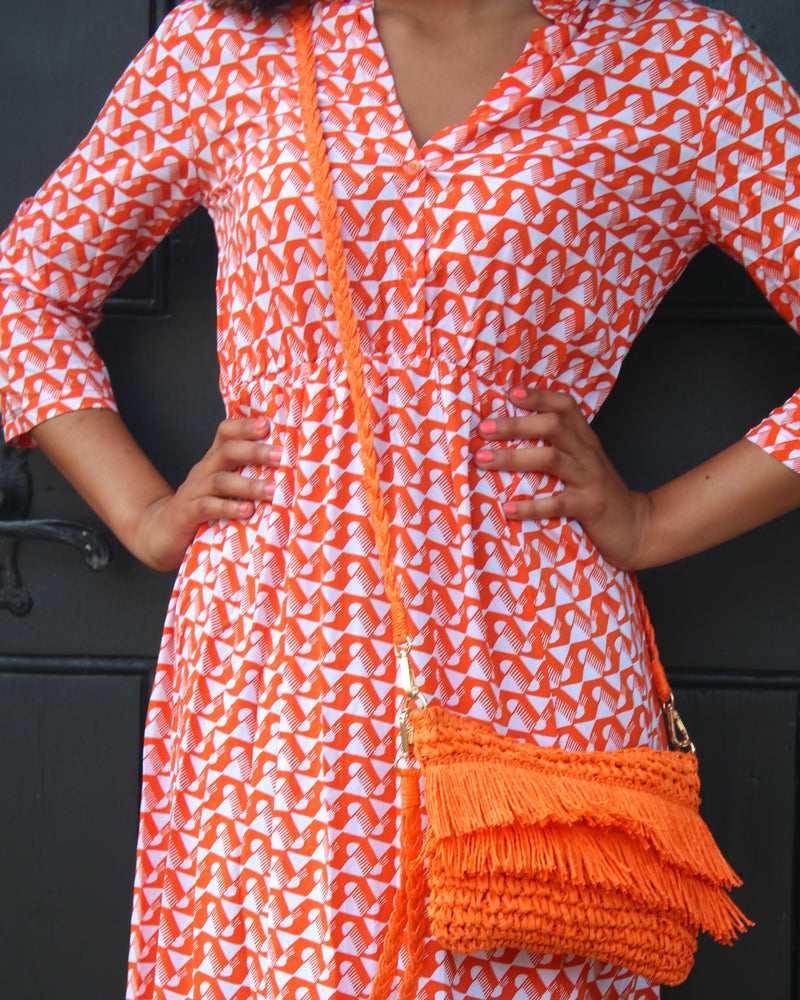 Harlow Dress - Orange Circle Geo