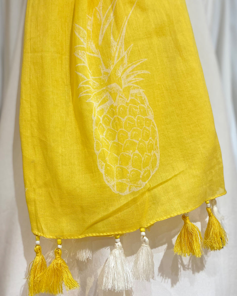 Pineapple Yellow Tassel Scarf