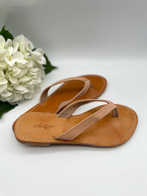 Nude Leather Flip Flops