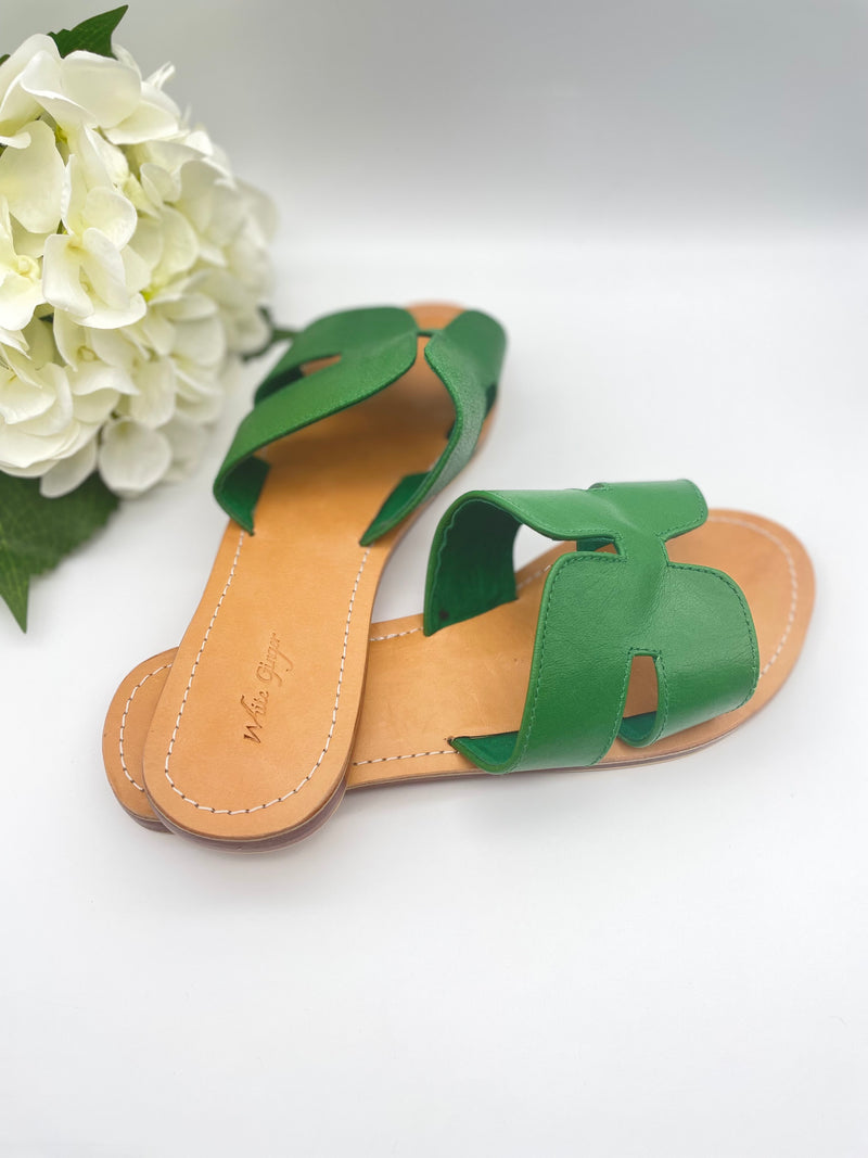 Leather Sliders - Green
