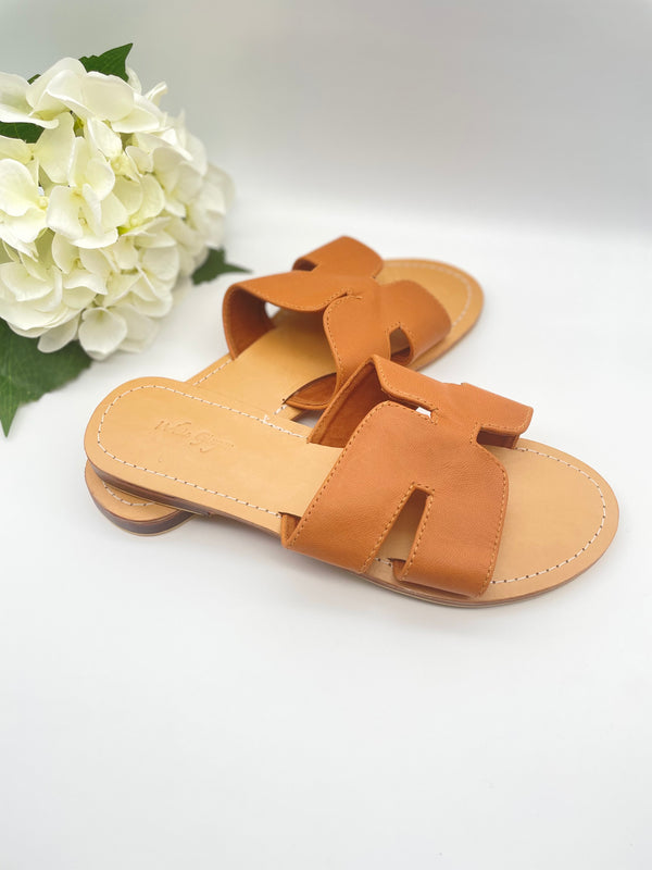 Leather Sliders - Tan