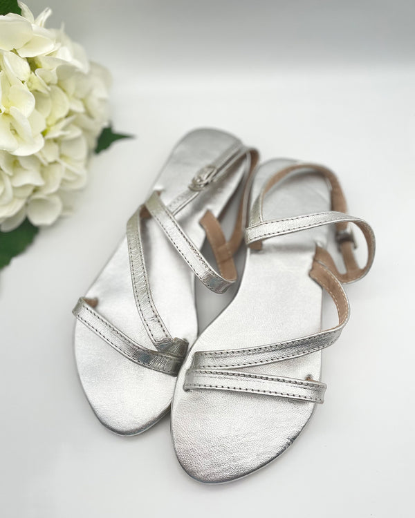 Mykonos Sandal - Silver Cross Strap