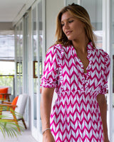 Jo Dress - Chevron Fuchsia Rose